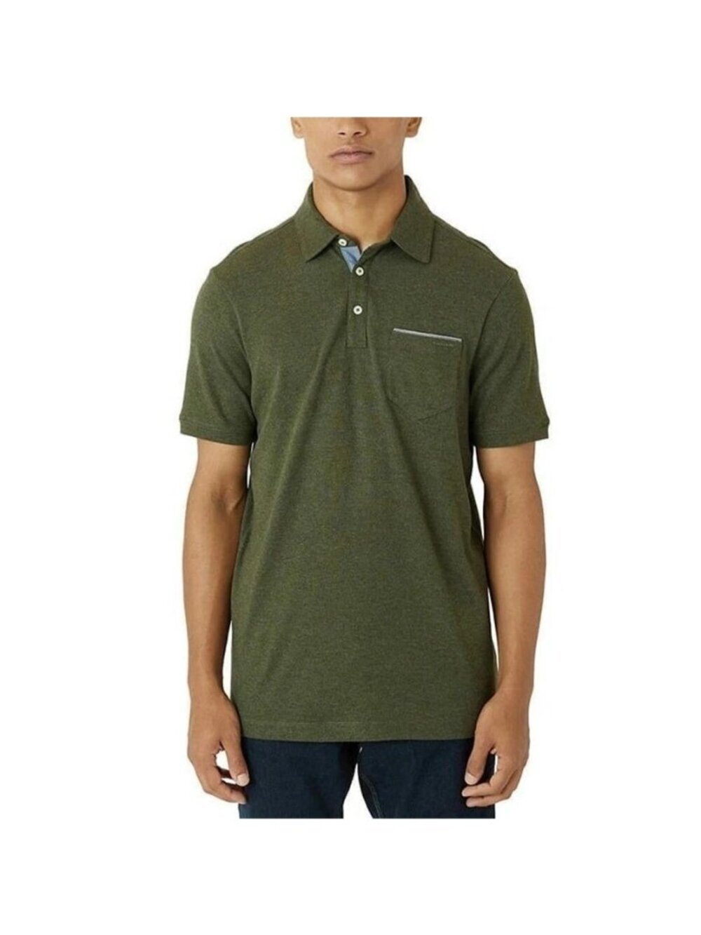 Tahari Men's XXL Olive Green Polo Shirt Short Sleeve Cotton Blend Pocket P0464